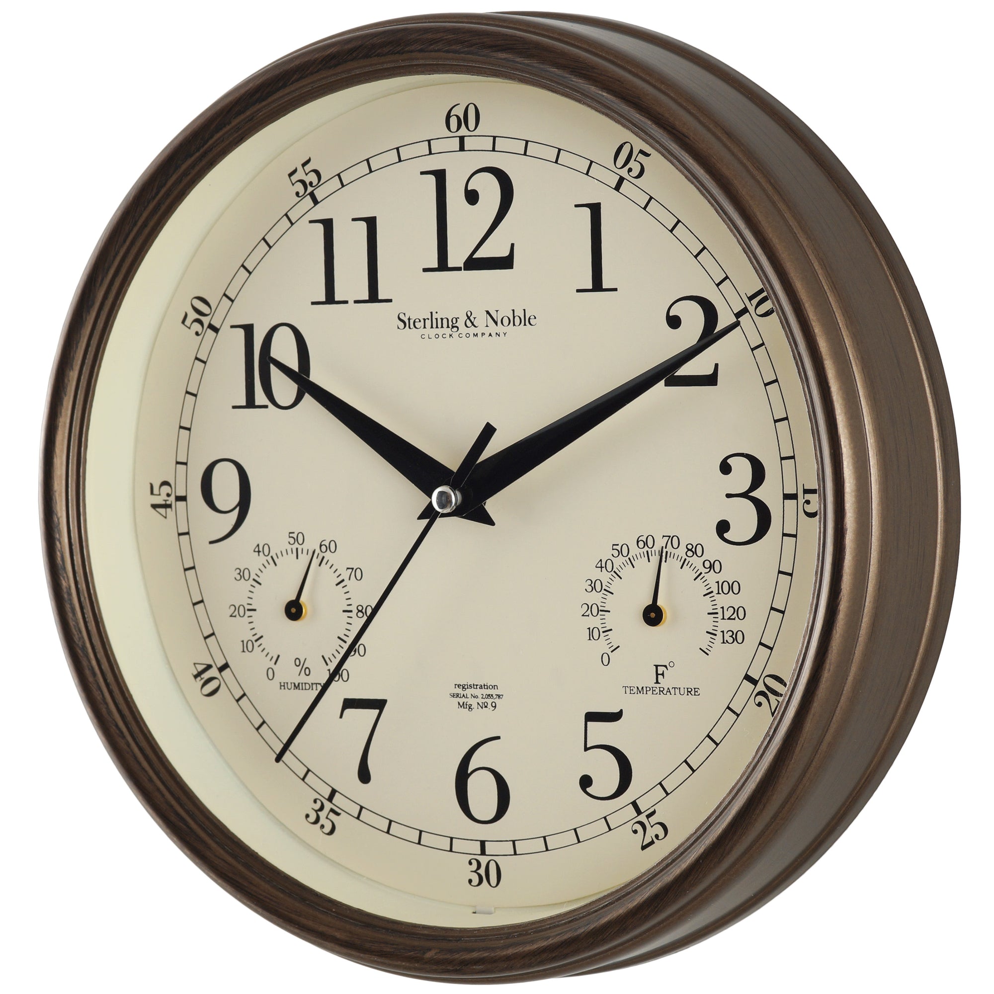 Indoor/Outdoor Wall Clock, Antique Bronze
