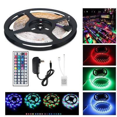 16.4 Feet LED RGB Flexible Strip Light Kit, 300 Units SMD 5050 LEDs, 12V DC, Waterproof