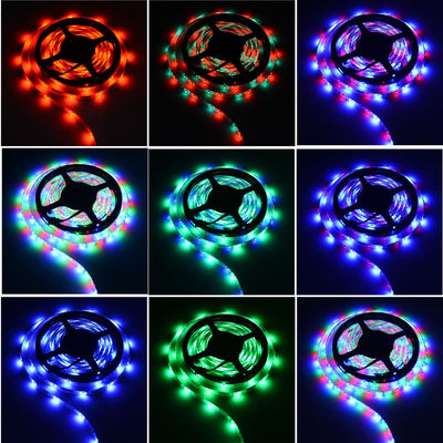 16.4 Feet LED RGB Flexible Strip Light Kit, 300 Units SMD 5050 LEDs, 12V DC, Waterproof