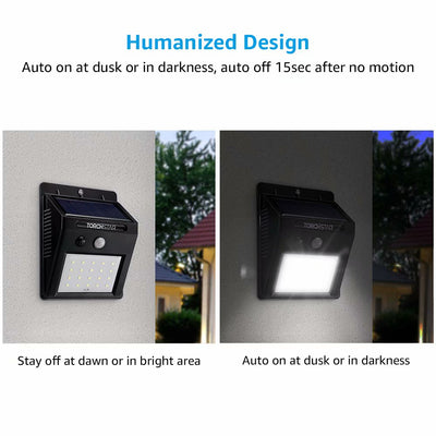 20 LED 320lm Outdoor LED Solar Motion Sensor Lights, Wireless Outdoor Wall Lights, Black, Pack of 2