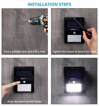20 LED 320lm Outdoor LED Solar Motion Sensor Lights, Wireless Outdoor Wall Lights, Black, Pack of 2