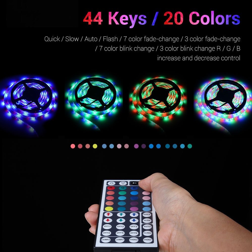 16.4 Feet LED RGB Flexible Strip Light Kit, 300 Units SMD 5050 LEDs, 12V DC, Waterproof